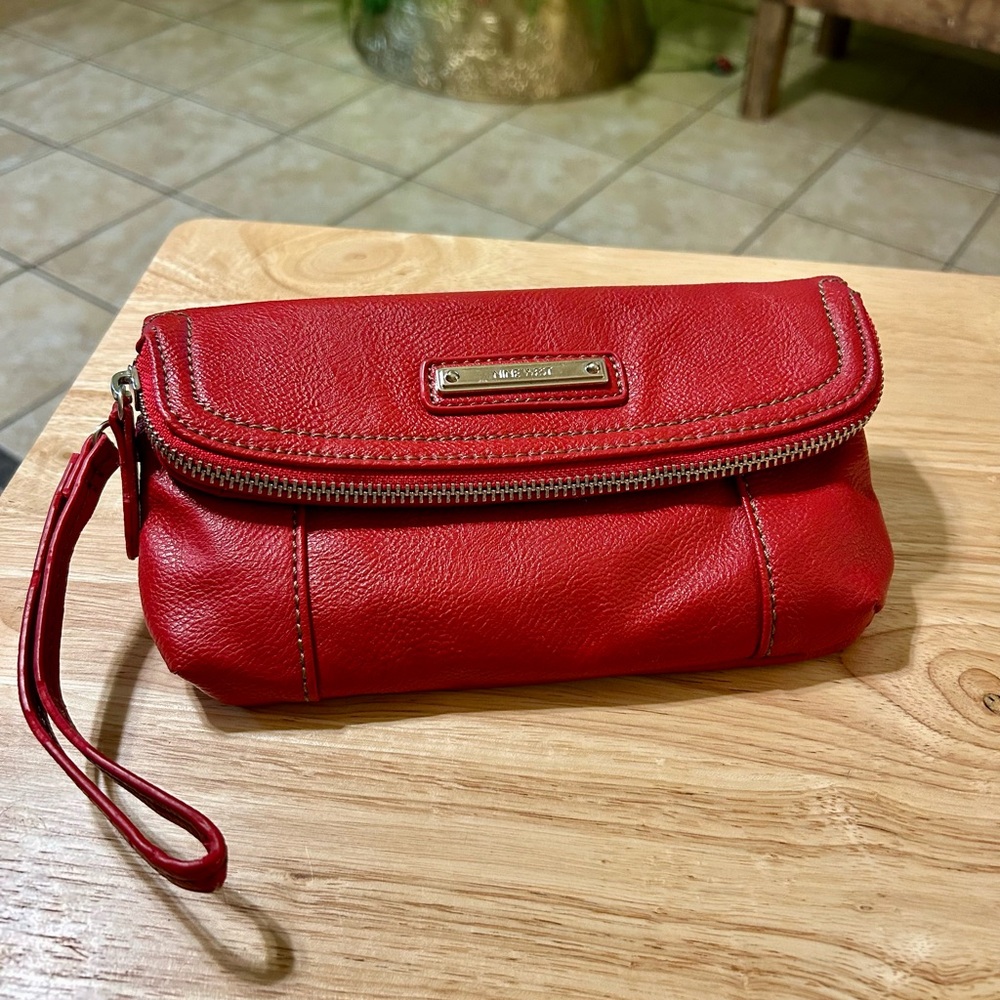Nine West Vibrant Red Wristlet Clutch